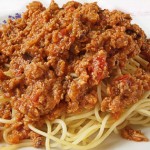 Spaghetti with minced soy